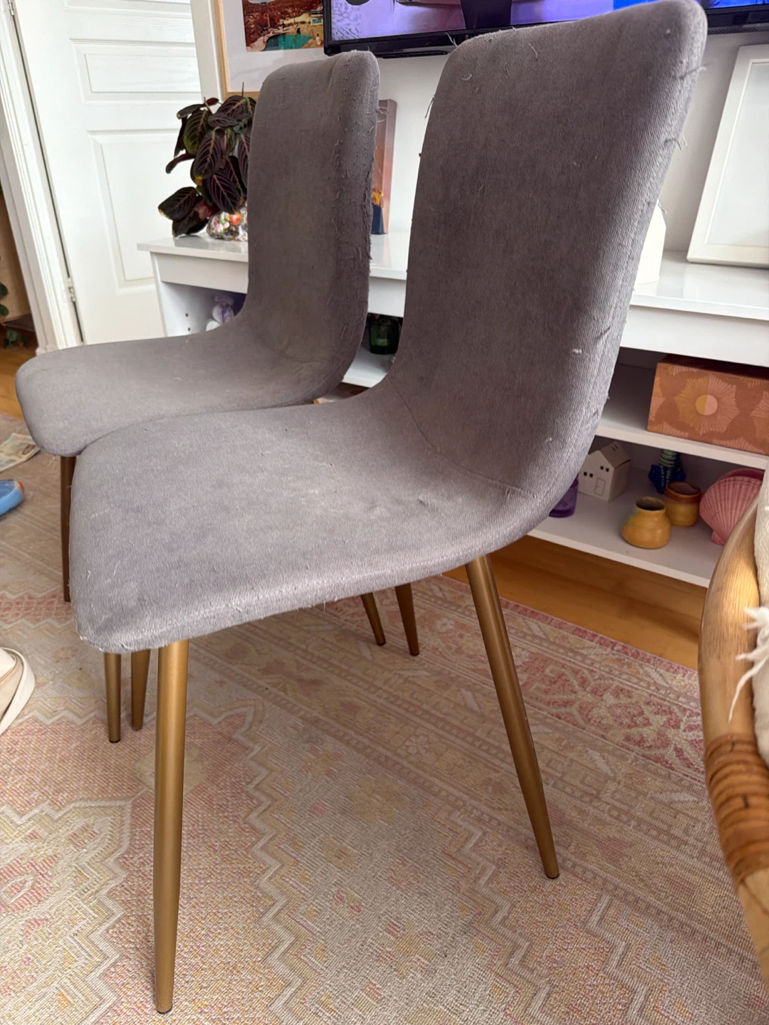 4 Grey Dining Chairs free, used, cat scratches
