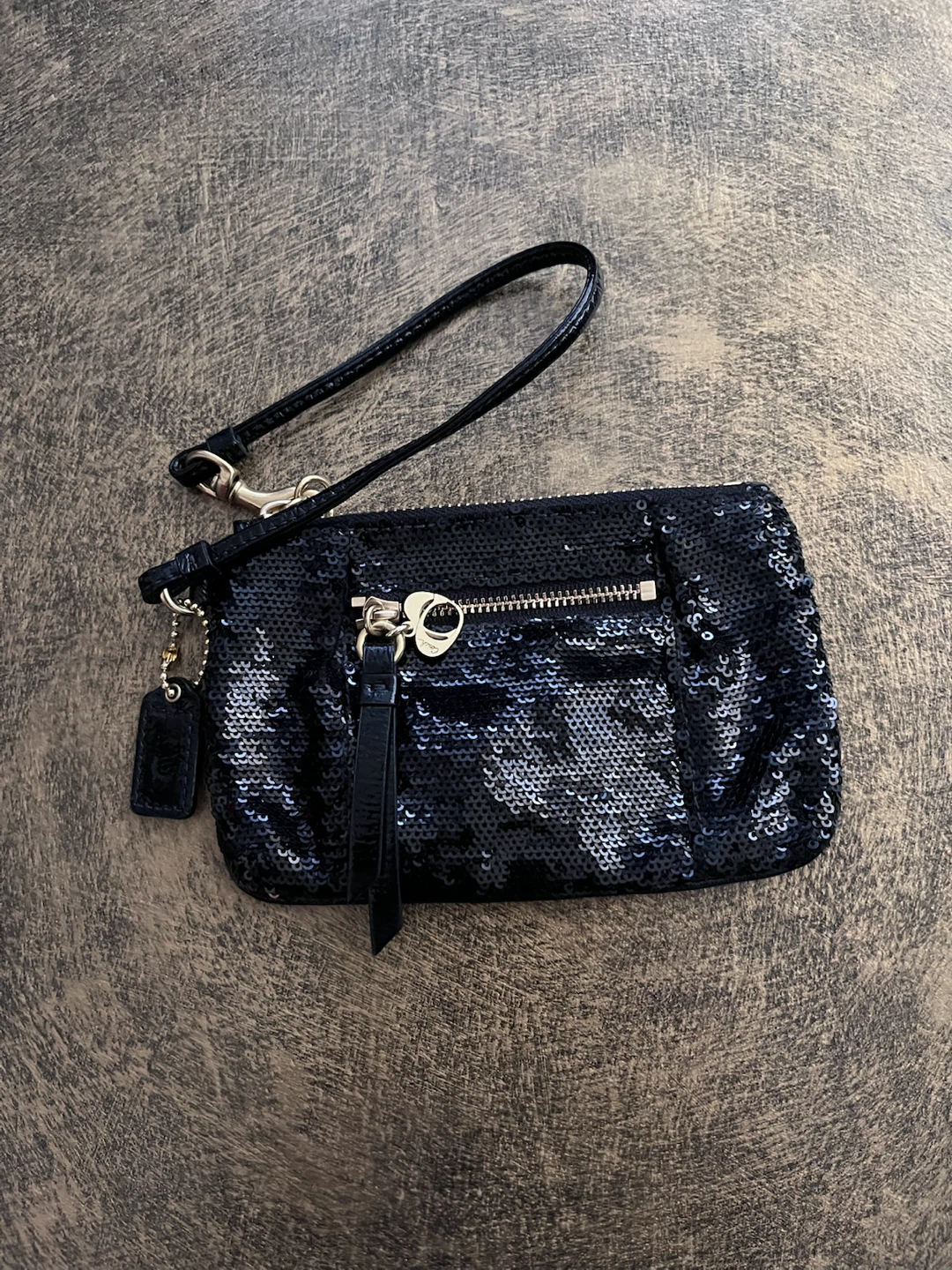 Coach Black Sequin Wristlet
