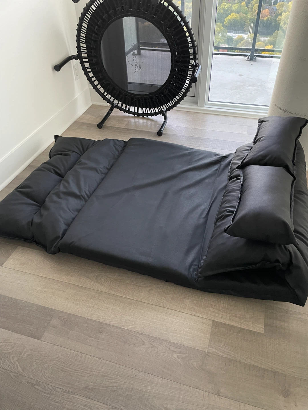 Giantex Black PU Leather Floor Sofa with Two Pillows - photo 5