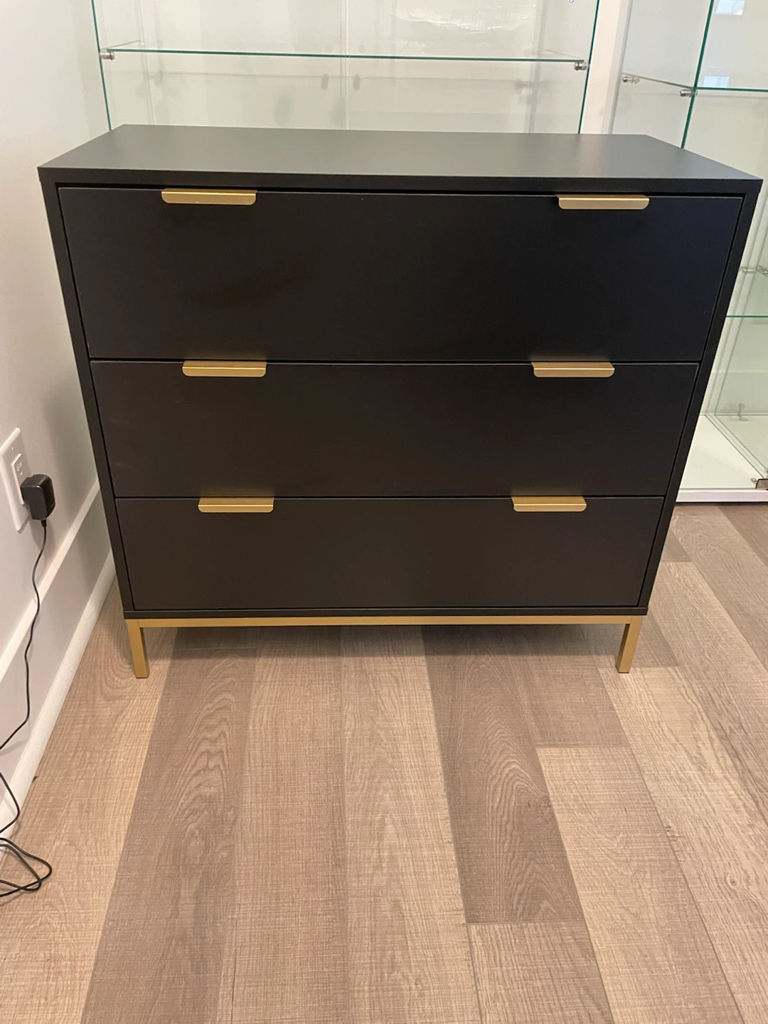 Modern 3-Drawer Dresser with Gold Accents - photo 5