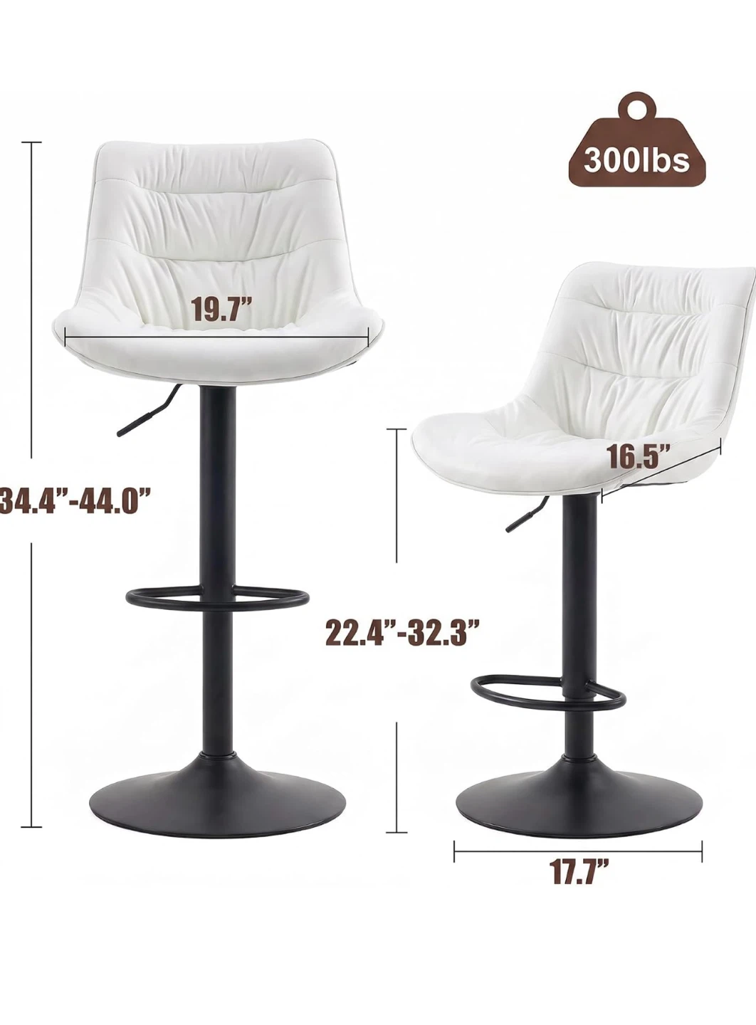 White Adjustable Bar Stools - photo 2