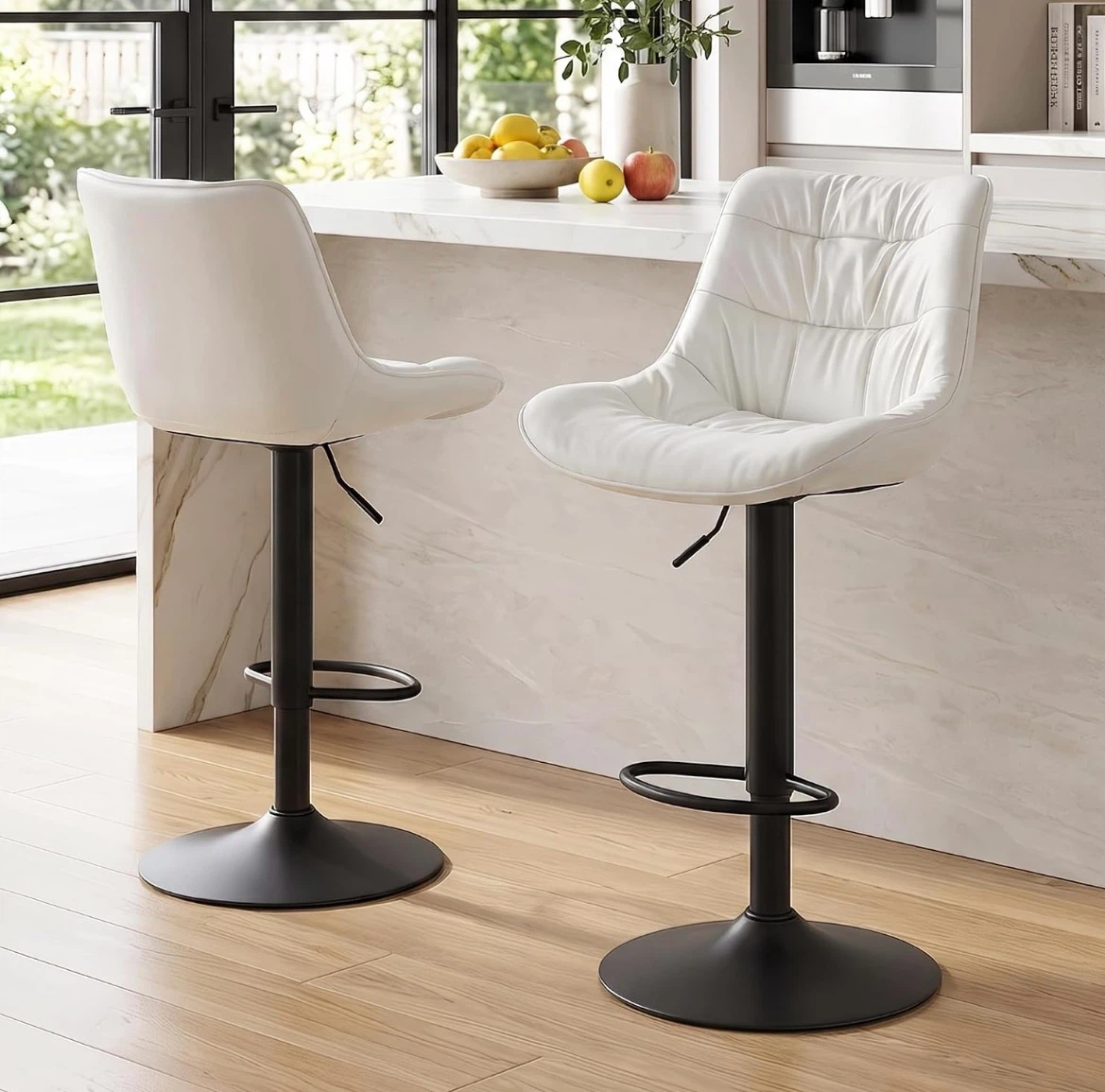 White Adjustable Bar Stools - photo 4