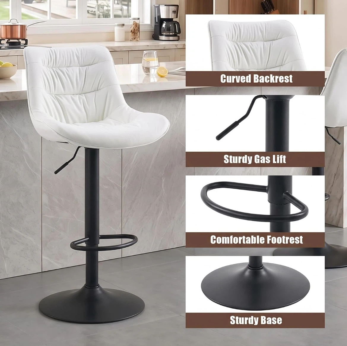 White Adjustable Bar Stools - photo 5