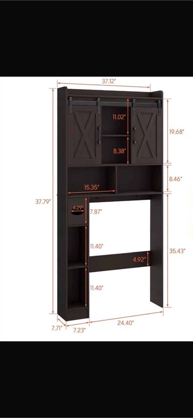 Dark Brown Over-the-Toilet Storage Cabinet