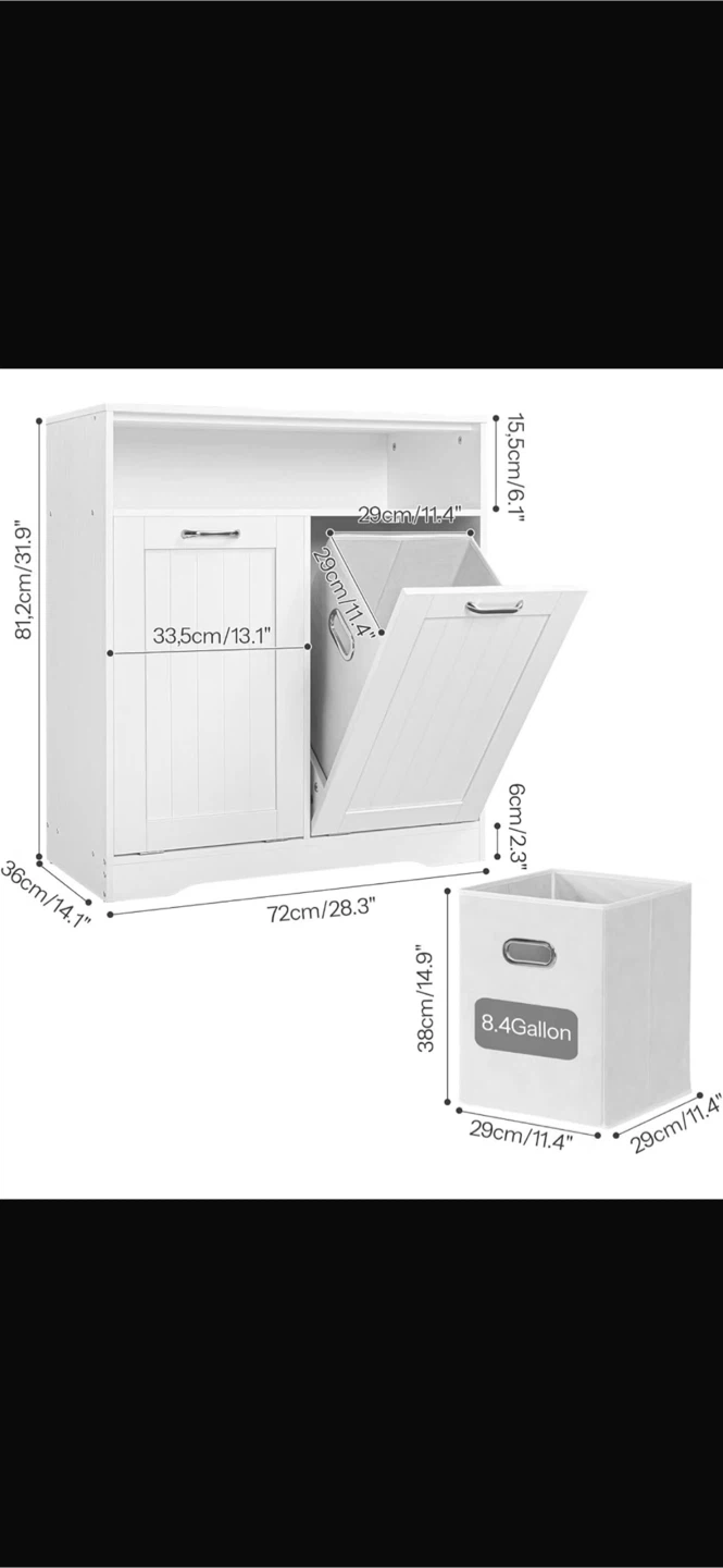White Laundry Hamper Cabinet