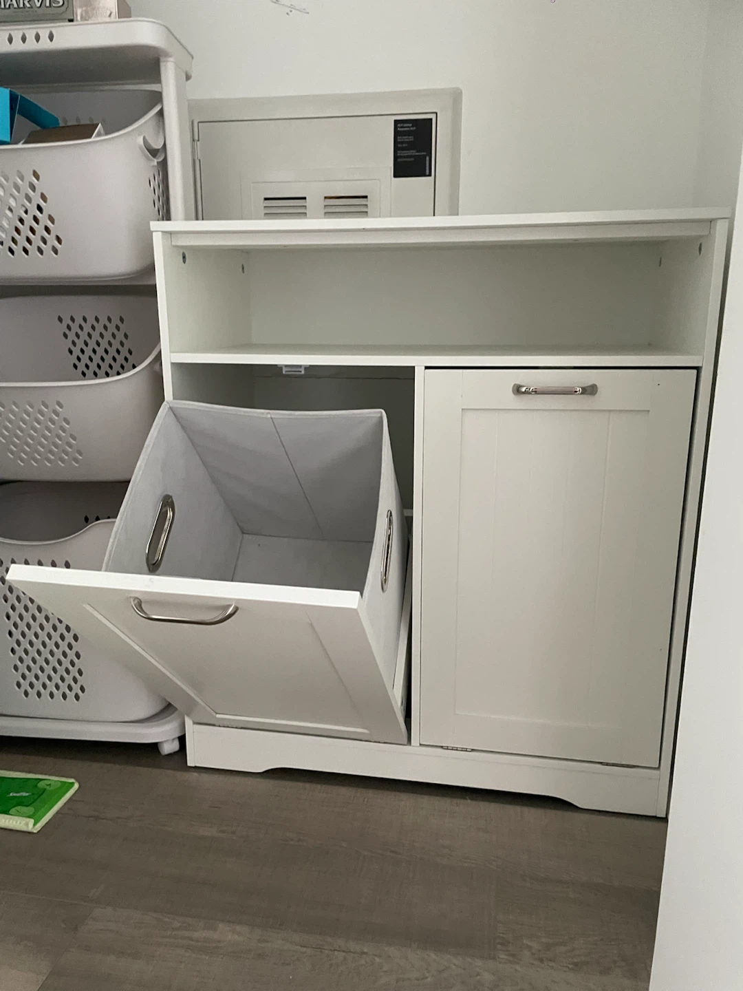 White Laundry Hamper Cabinet - photo 2