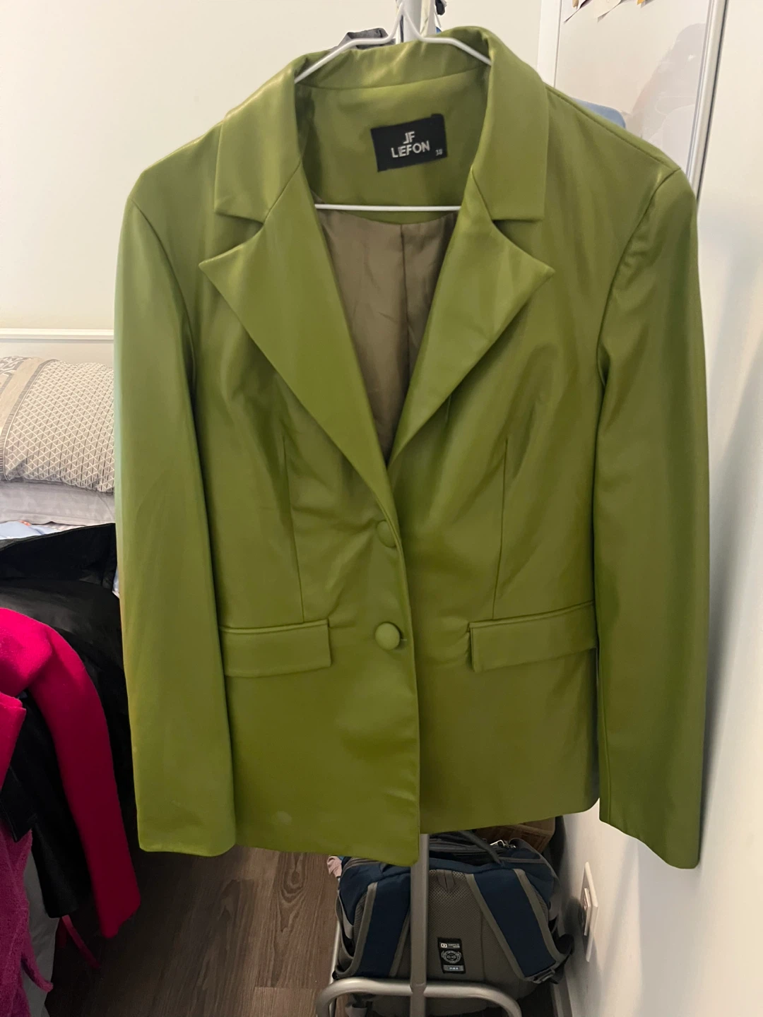 JF Lefon Lime Green Faux Leather Blazer