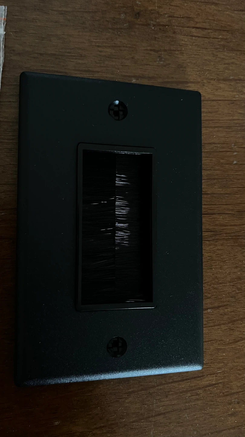 Black Cable Pass-Through Wall Plate