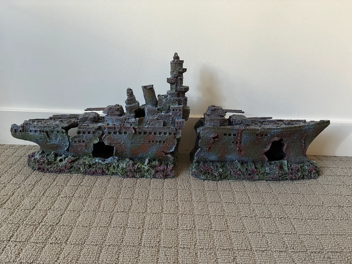 Large Split Battleship Aquarium Ornament