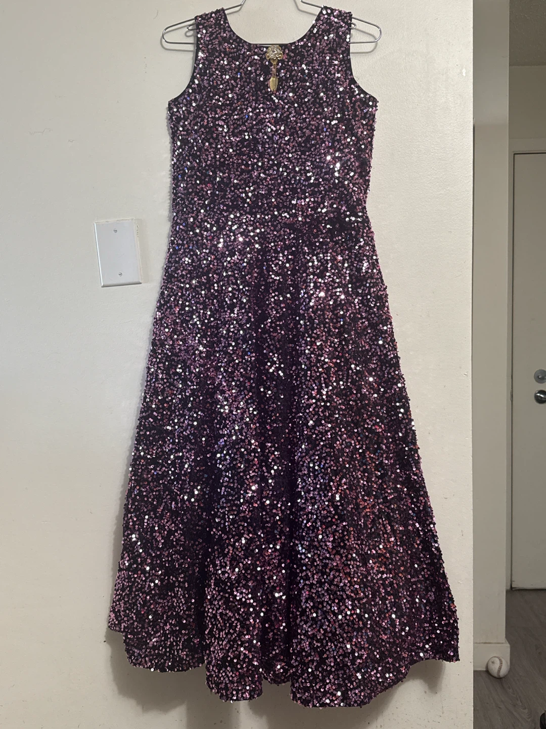 Purple Sequined Sleeveless Dress