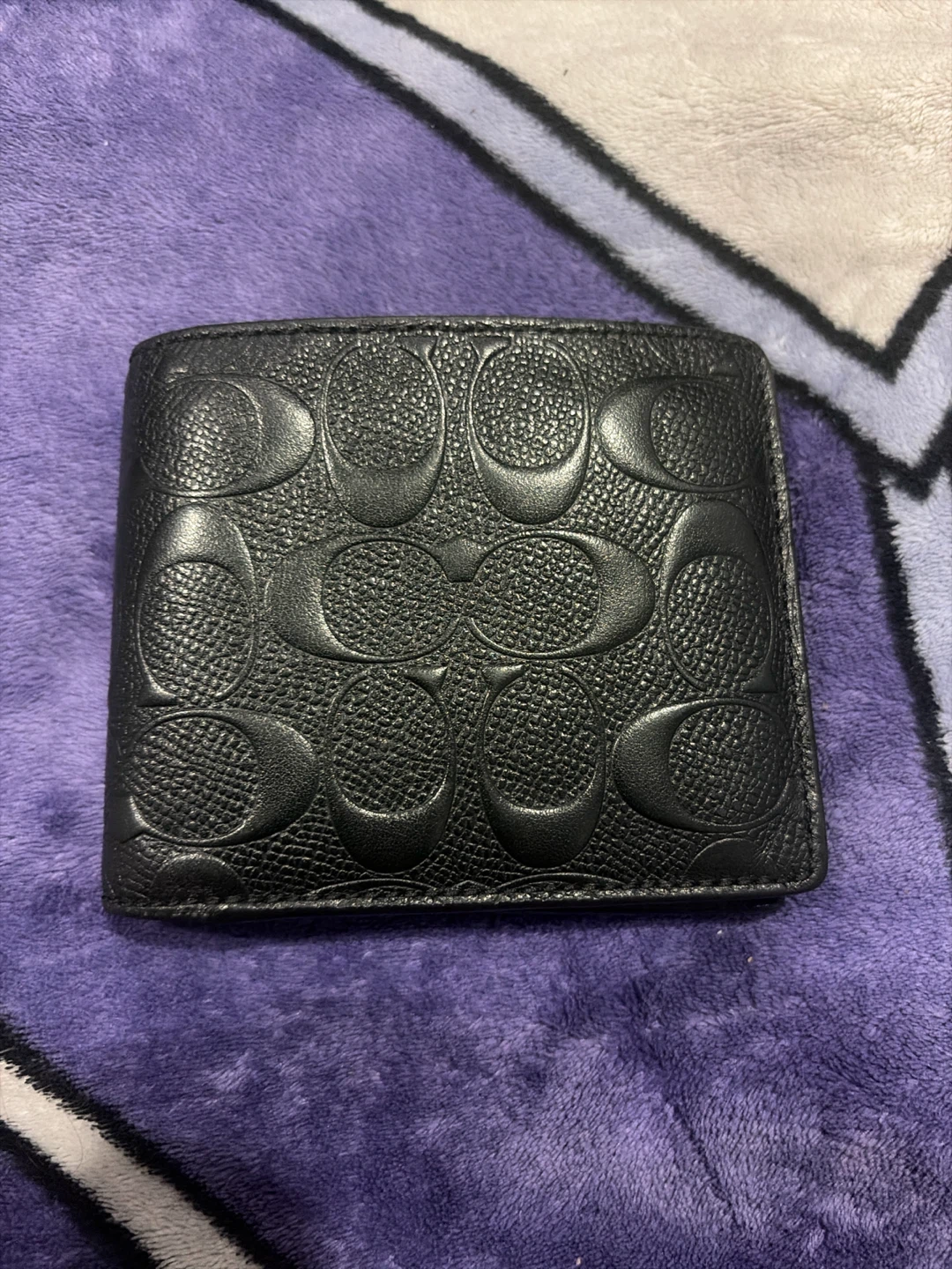 Coach Black Signature Embossed Leather Bifold Wallet
