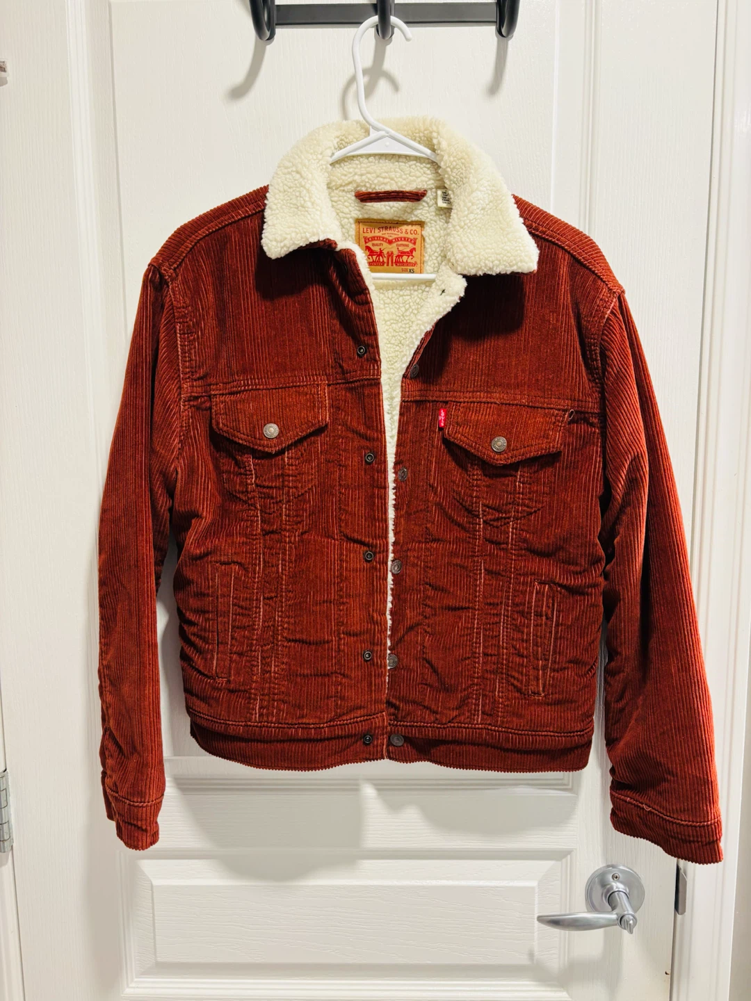 Levi's Corduroy Sherpa Trucker Jacket - Rust Orange