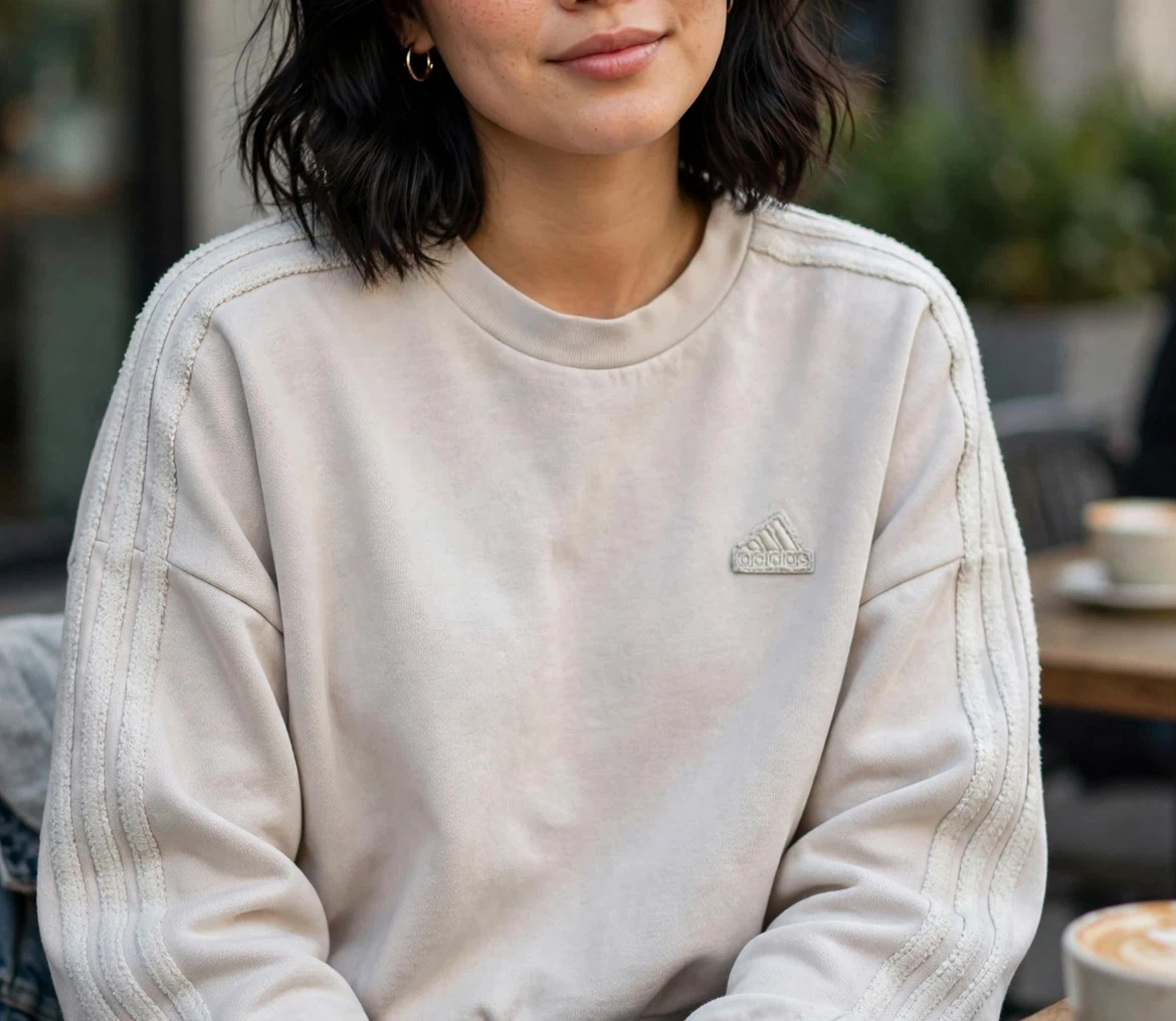 Adidas beige cropped sweatshirt - photo 3
