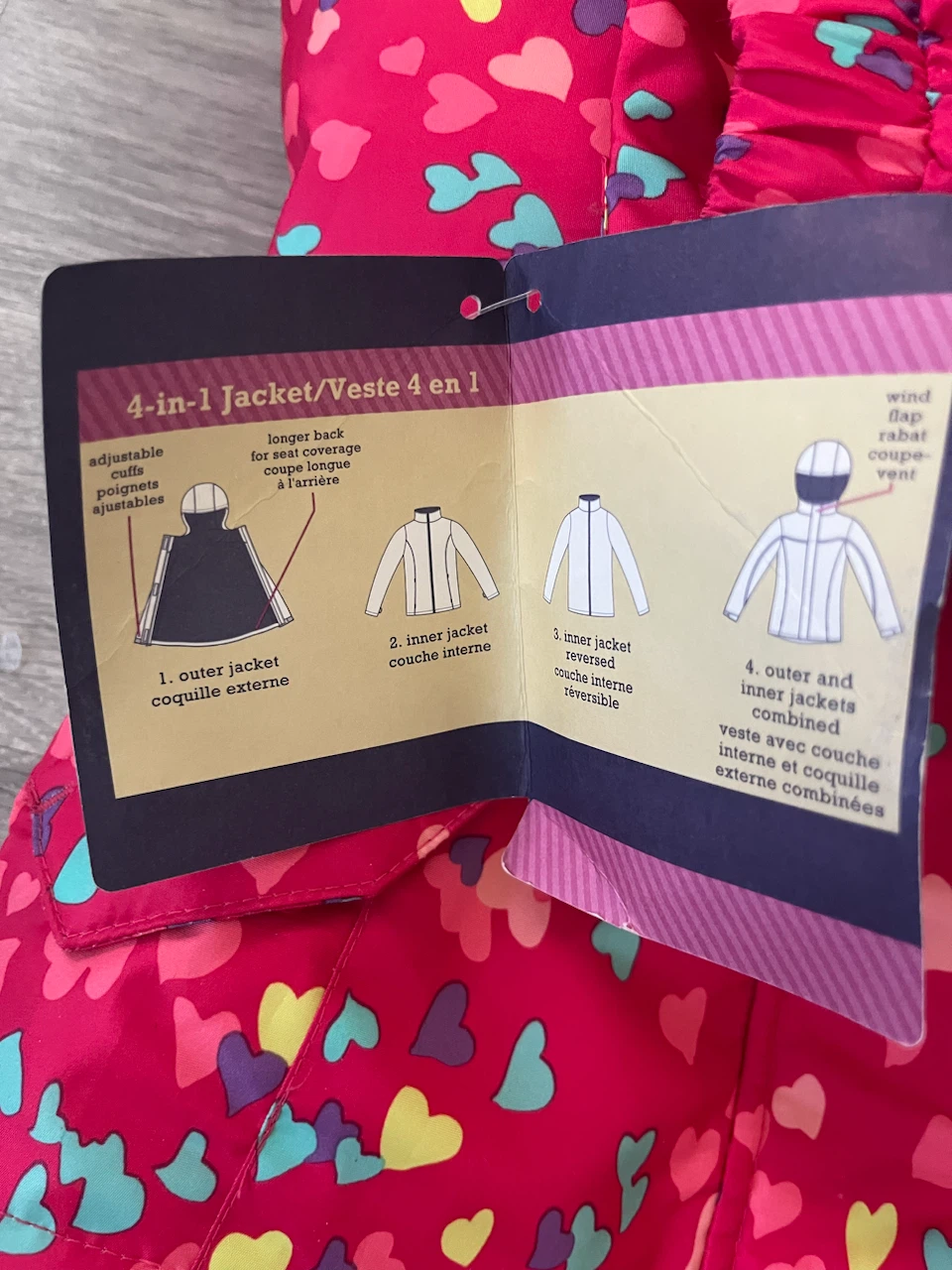 New Cherokee 4-in-1 Heart Print Jacket - Size 2T - photo 4