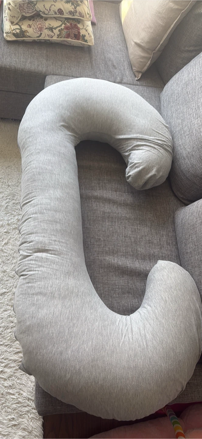 Grey C-Shaped Pregnancy Body Pillow