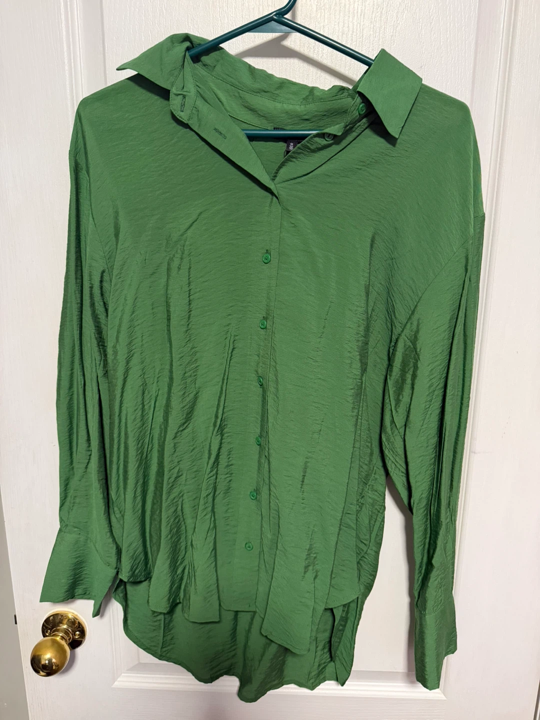 Dynamite Frida Oversized Airflow Shirt - Juniper Green
