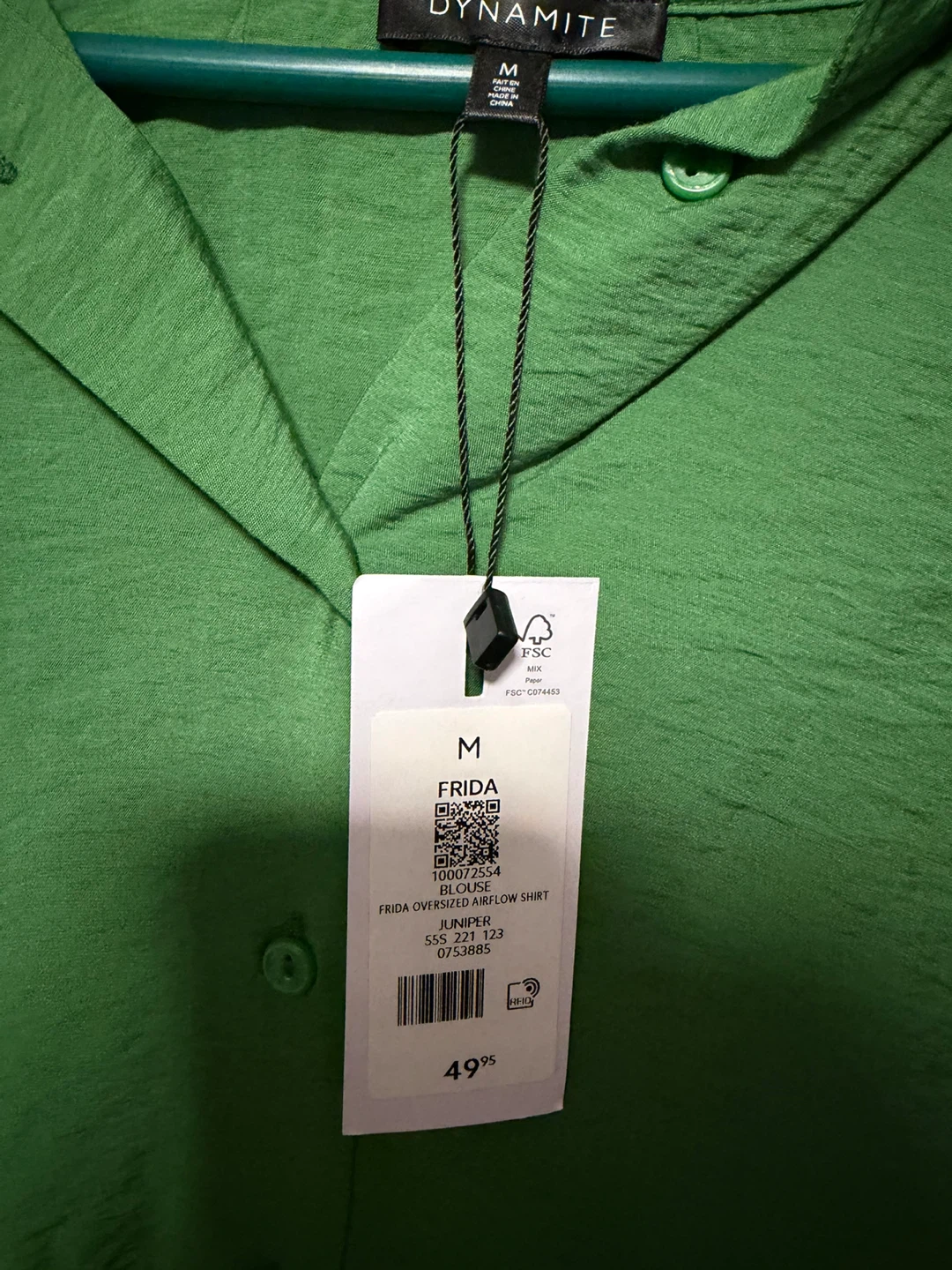 Dynamite Frida Oversized Airflow Shirt - Juniper Green - photo 4