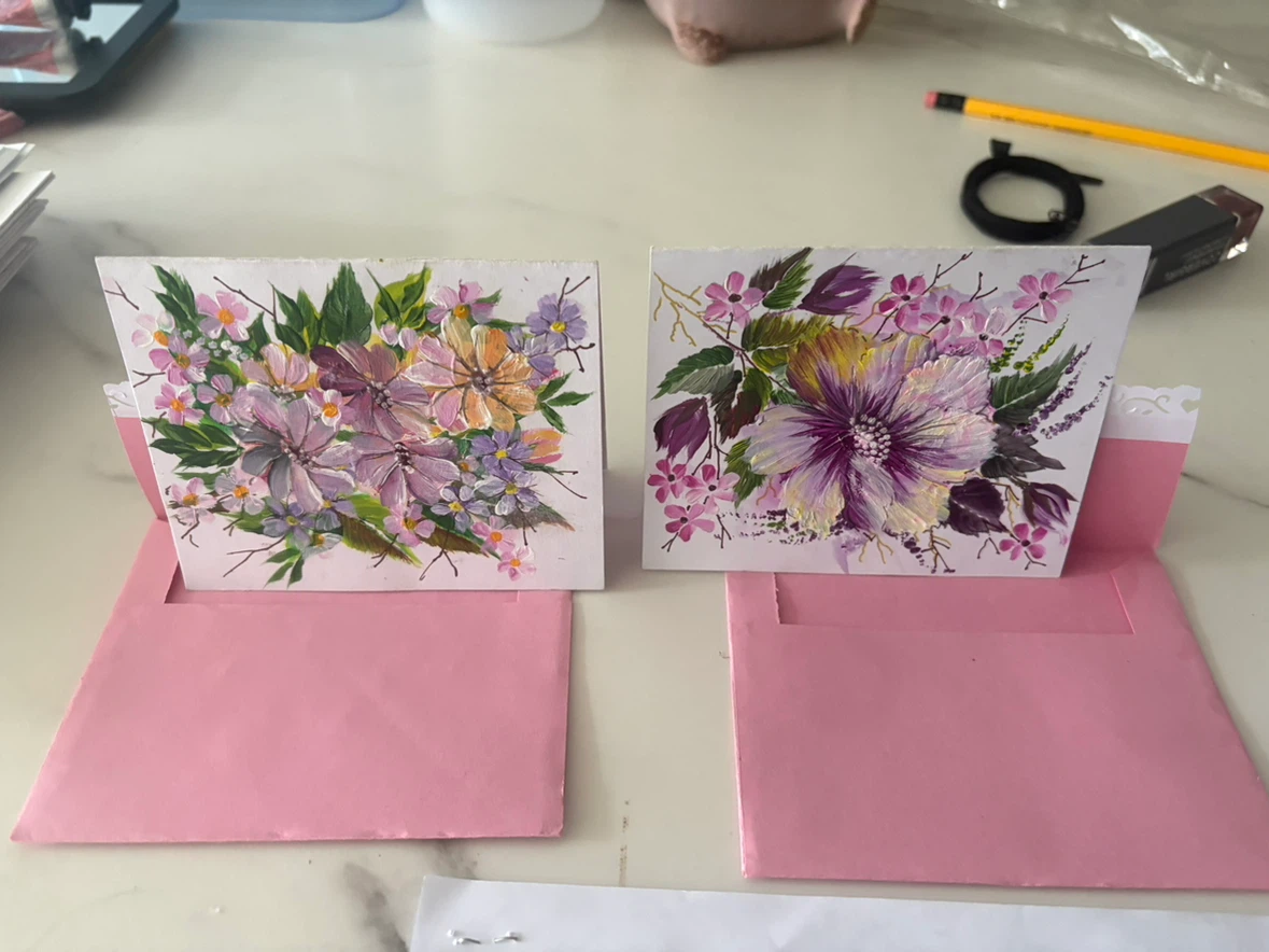 Hand-painted floral greeting cards
