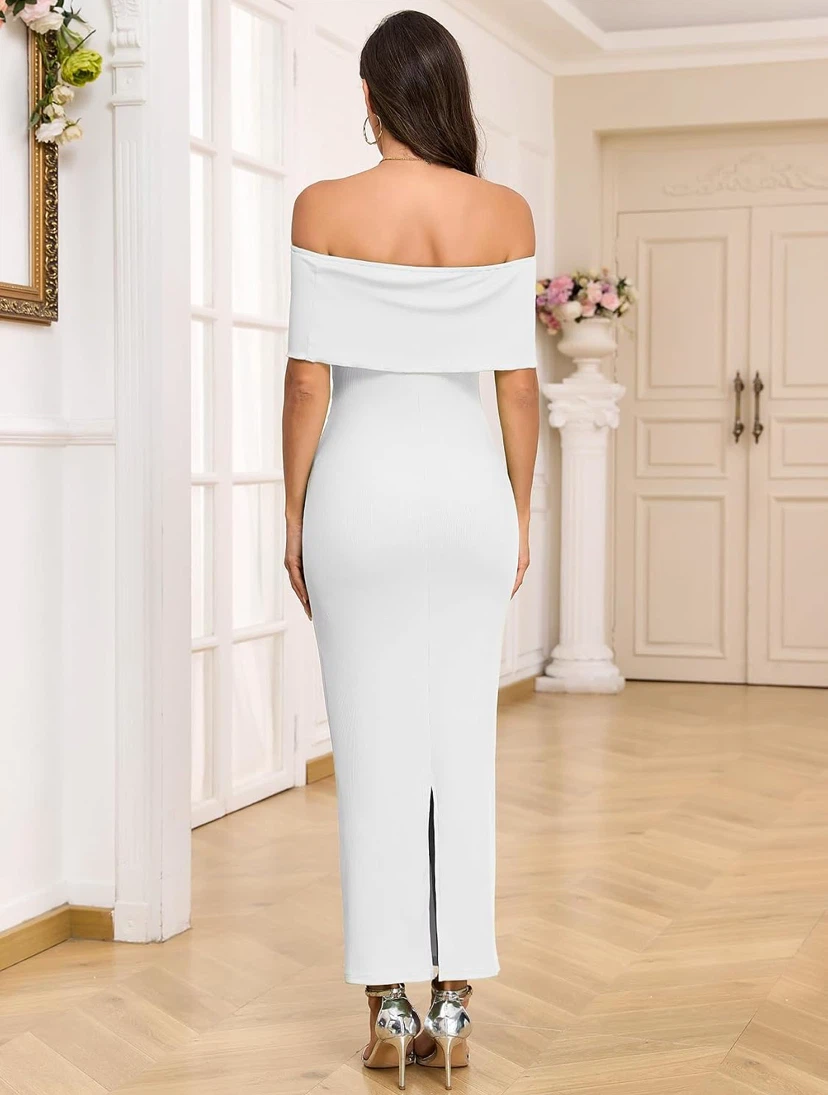 White Off-Shoulder Maternity Maxi Dress Size Small - photo 2