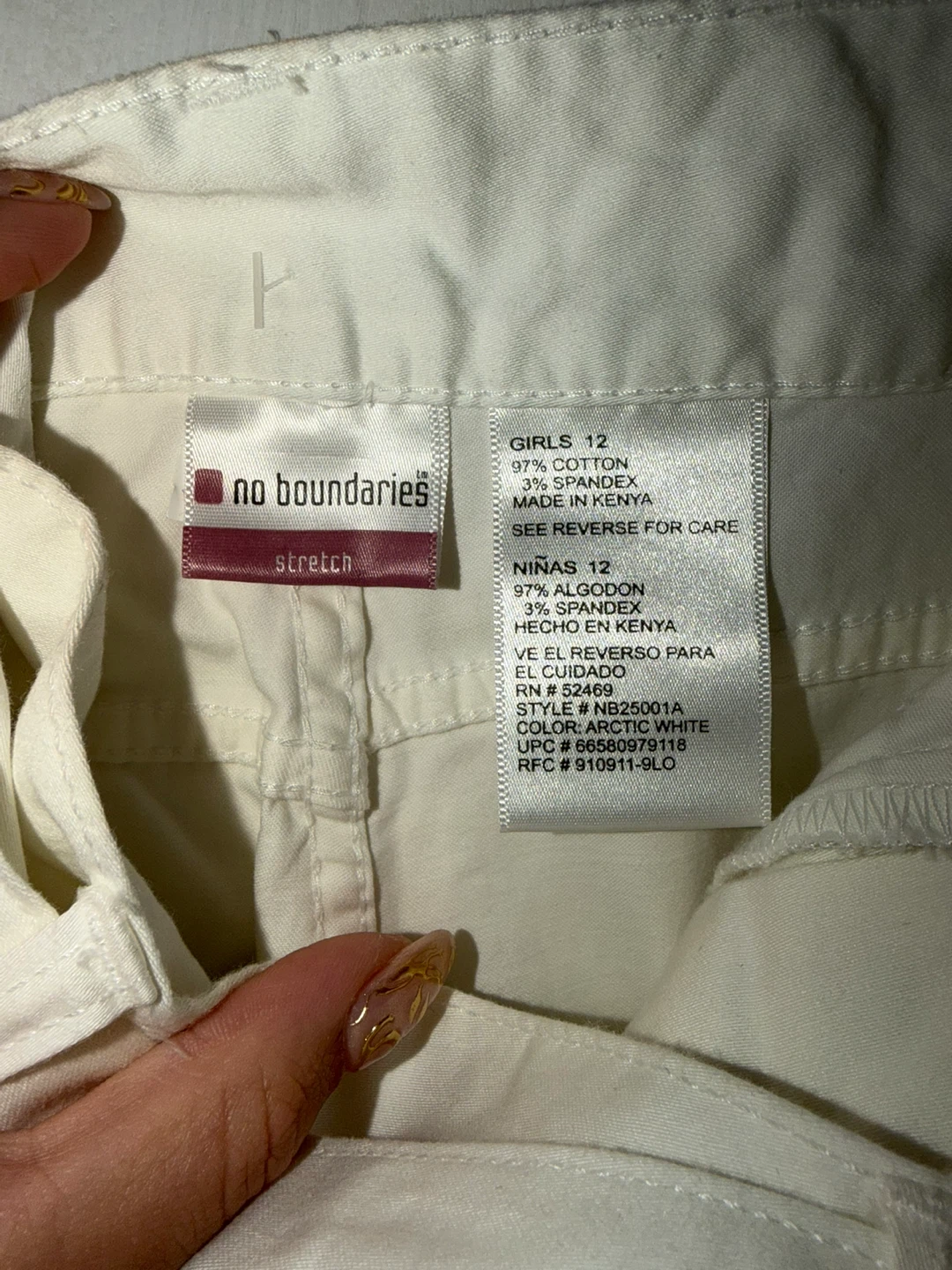 No Boundaries Arctic White Girls Capris Size 12 - photo 3