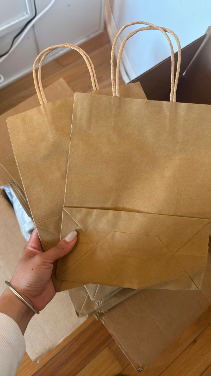 85+ Pack Brown Kraft Paper Bags with Handles | 25*20cm - photo 2