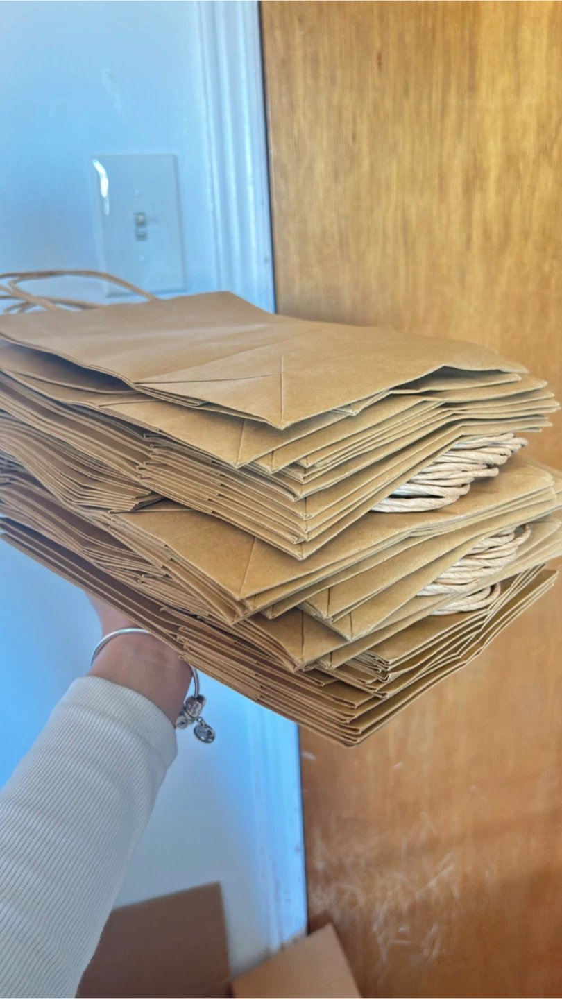 85+ Pack Brown Kraft Paper Bags with Handles | 25*20cm - photo 3