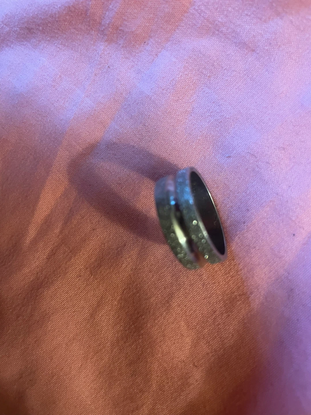 Silver-Tone Textured Band Ring