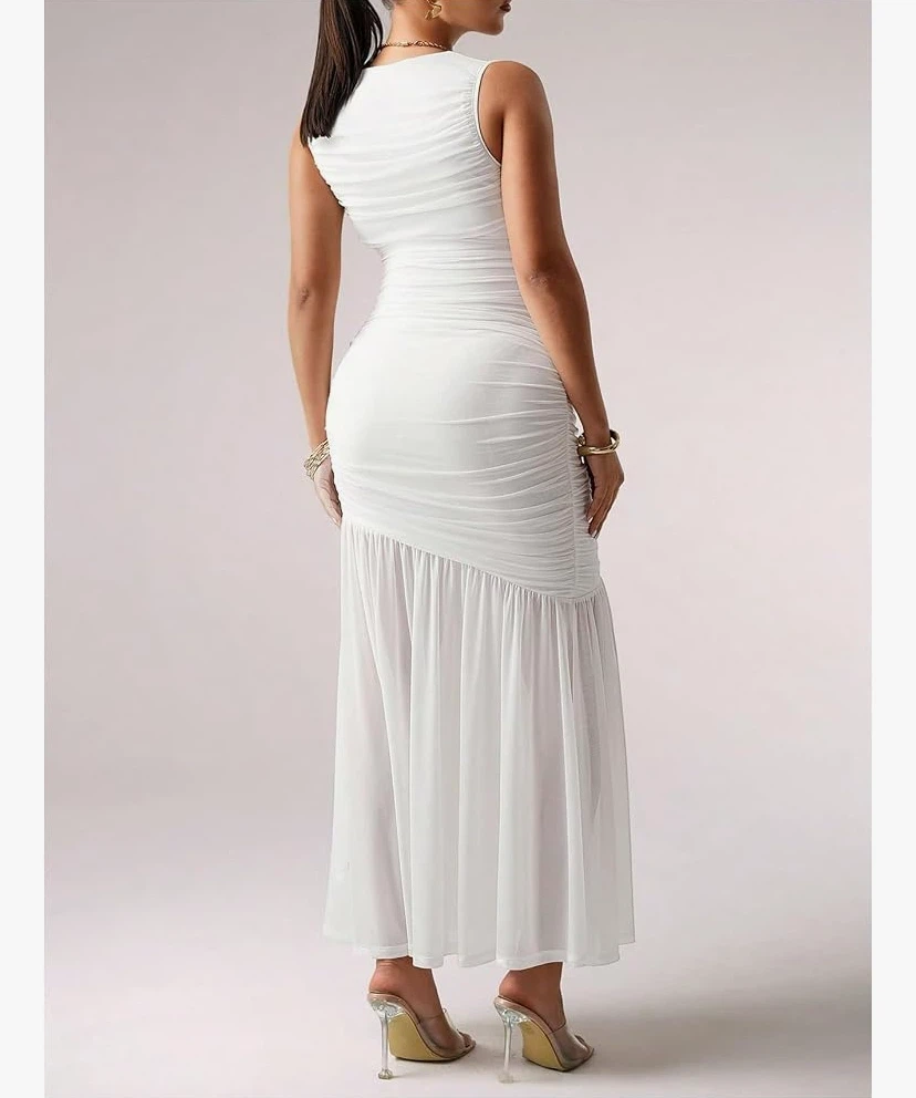 Women's Maternity Mesh Tank Dress Ruched Ruffle XL - photo 3