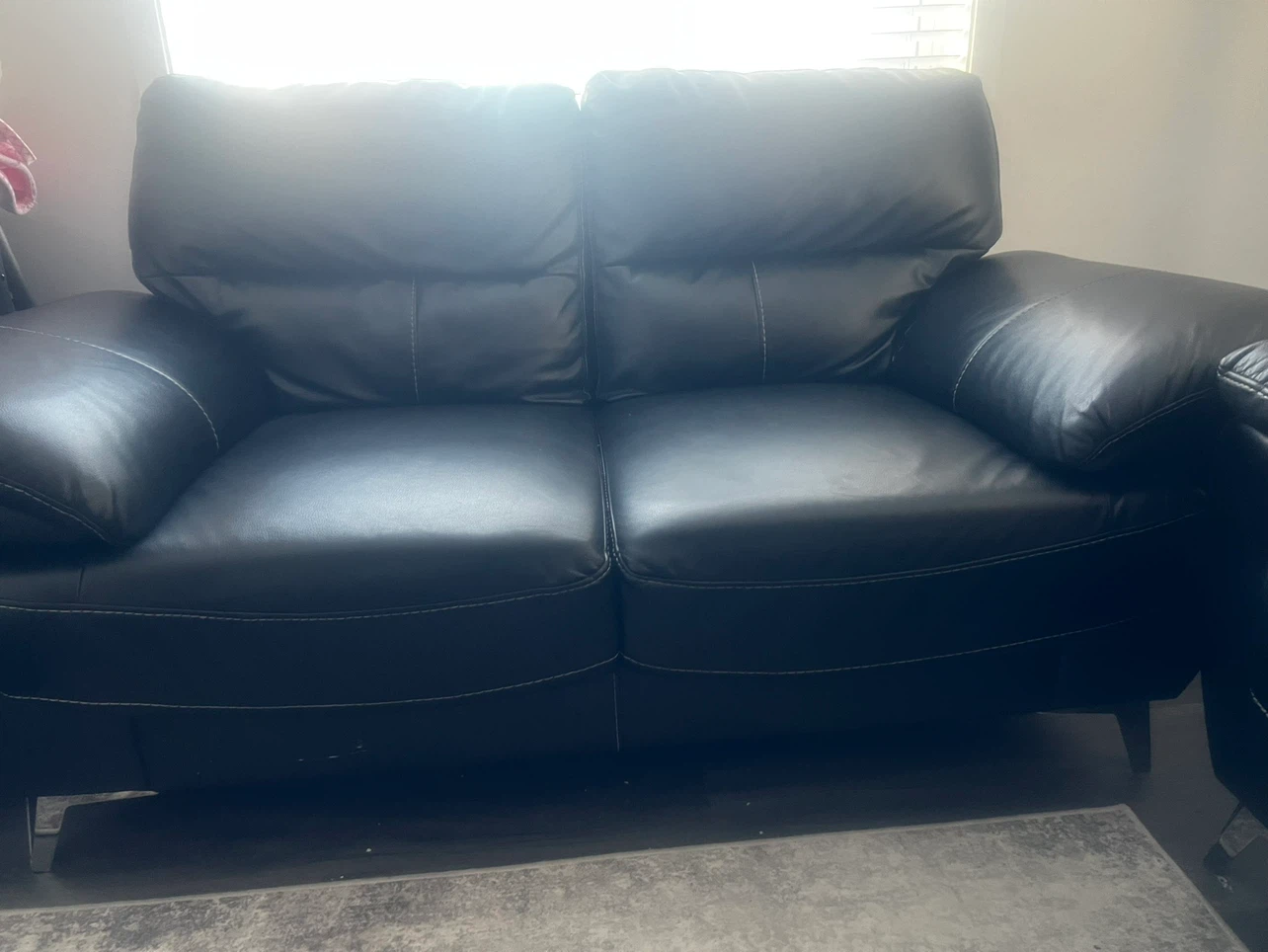 Black leather sofa and loveseat set - photo 2
