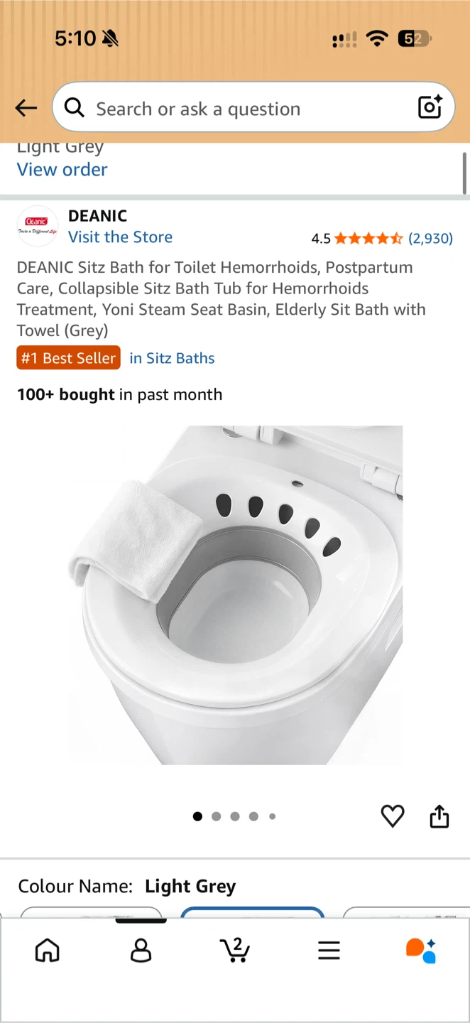 unopened postpartum collapsible Sitz Bath Tub - Light Grey - photo 2