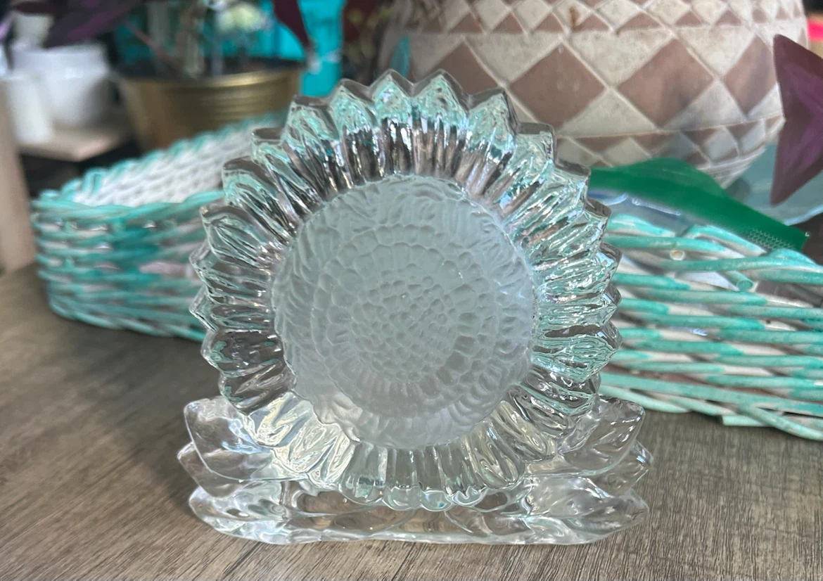 Sunflower Design Glass Candle Holder