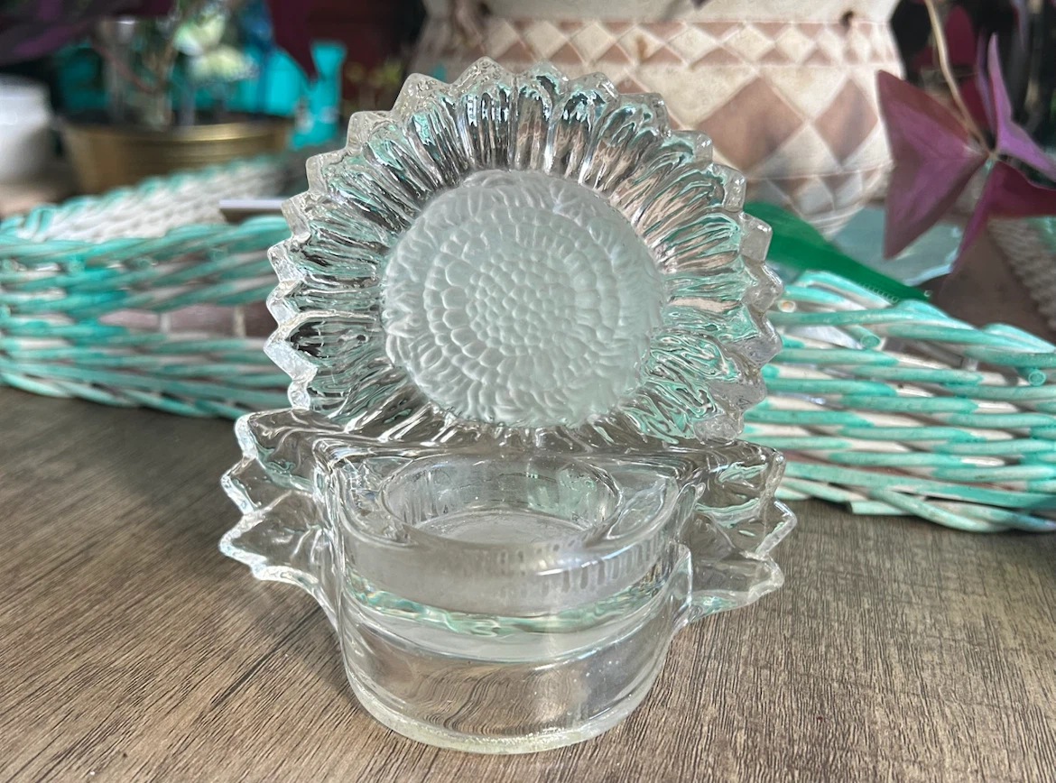 Sunflower Design Glass Candle Holder - photo 2