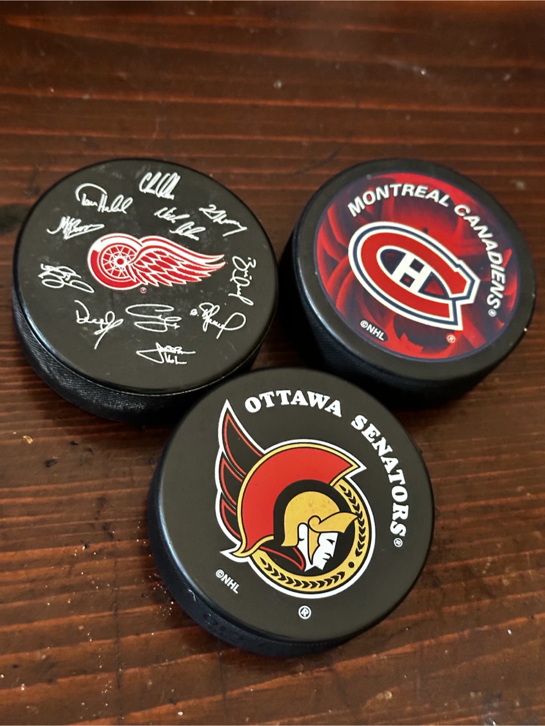 3 NHL Hockey Pucks