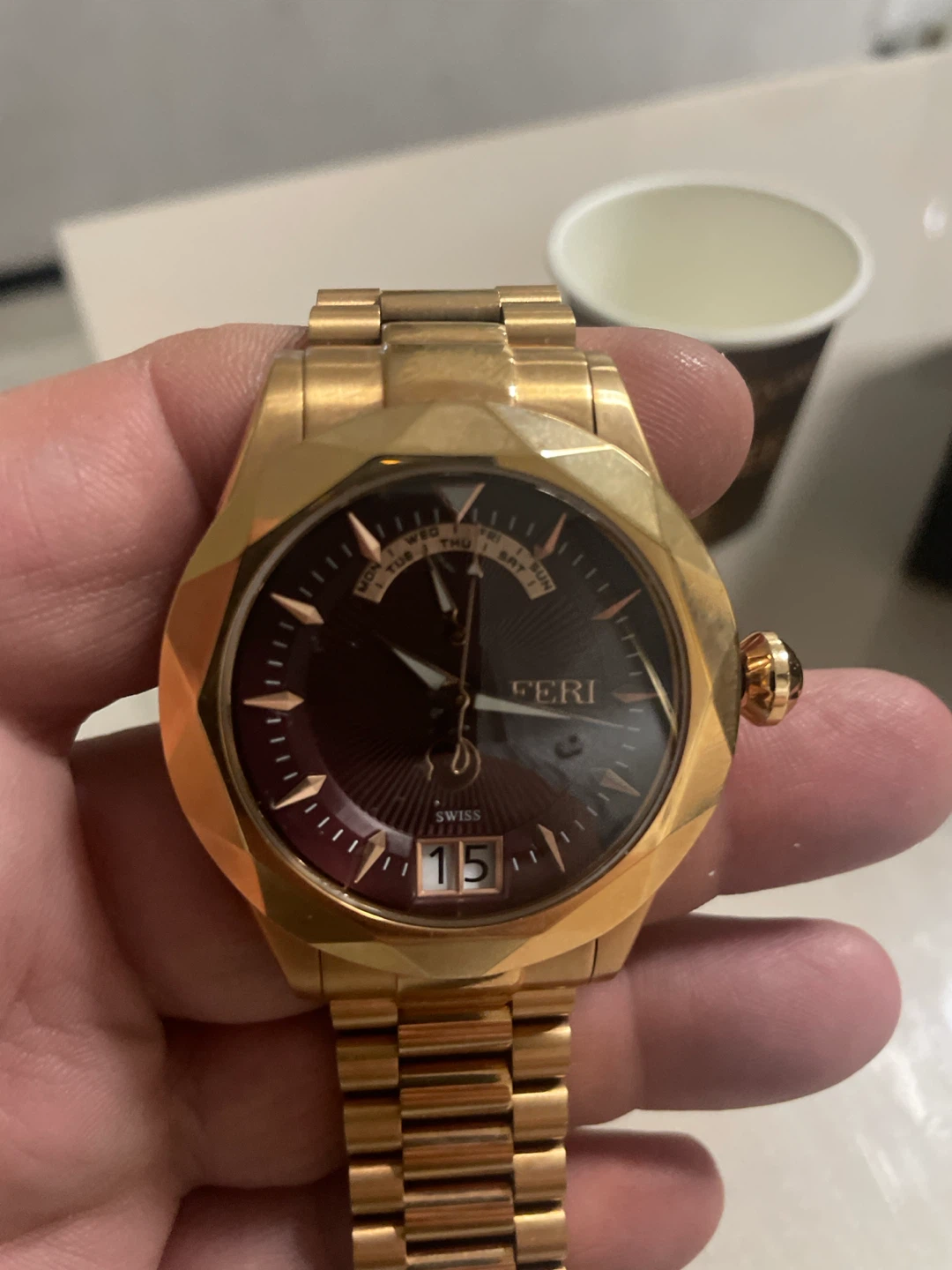 Feri Gold Tone Swiss Watch