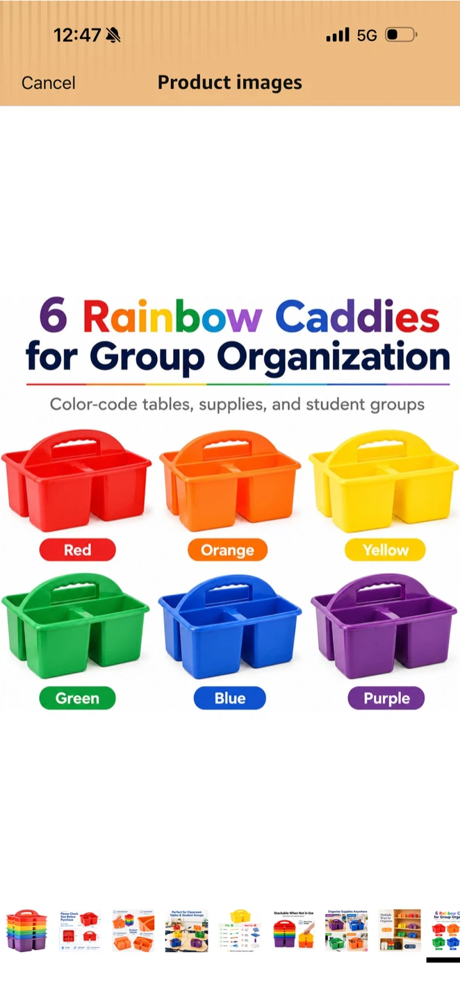 Set of 6 Rainbow Supply Caddies