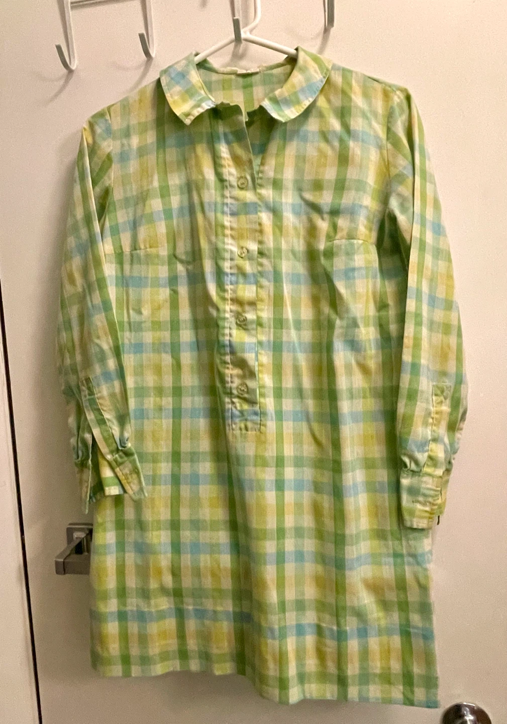 Vintage 1960s Plaid Collared Shirt Tunic