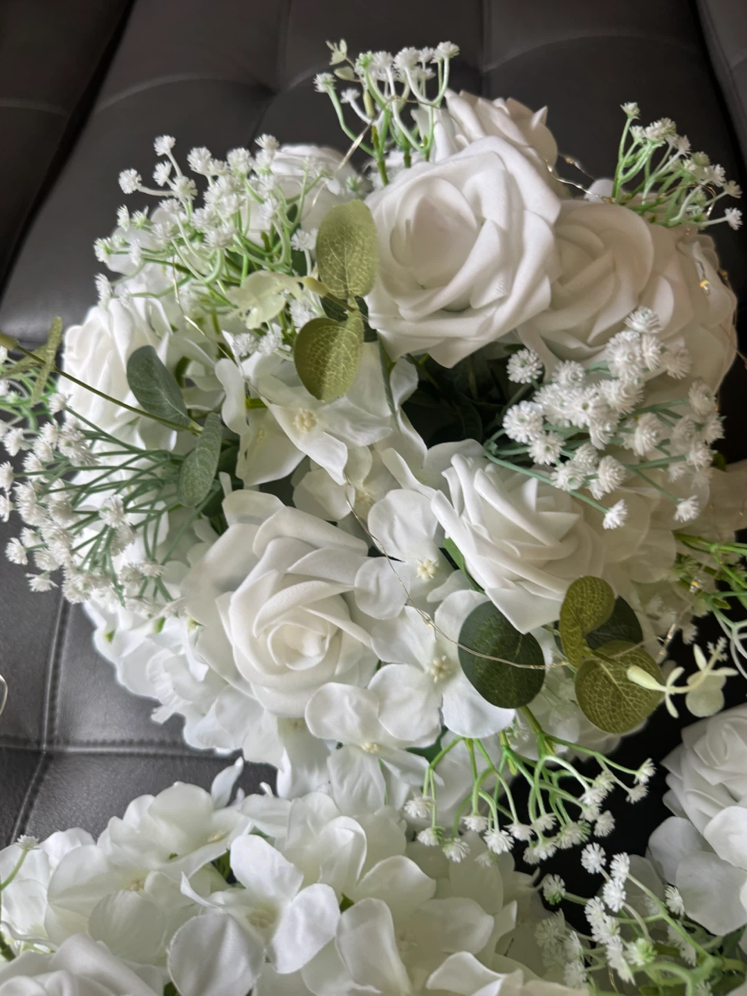 Set of White Artificial Rose Flower Bouquets