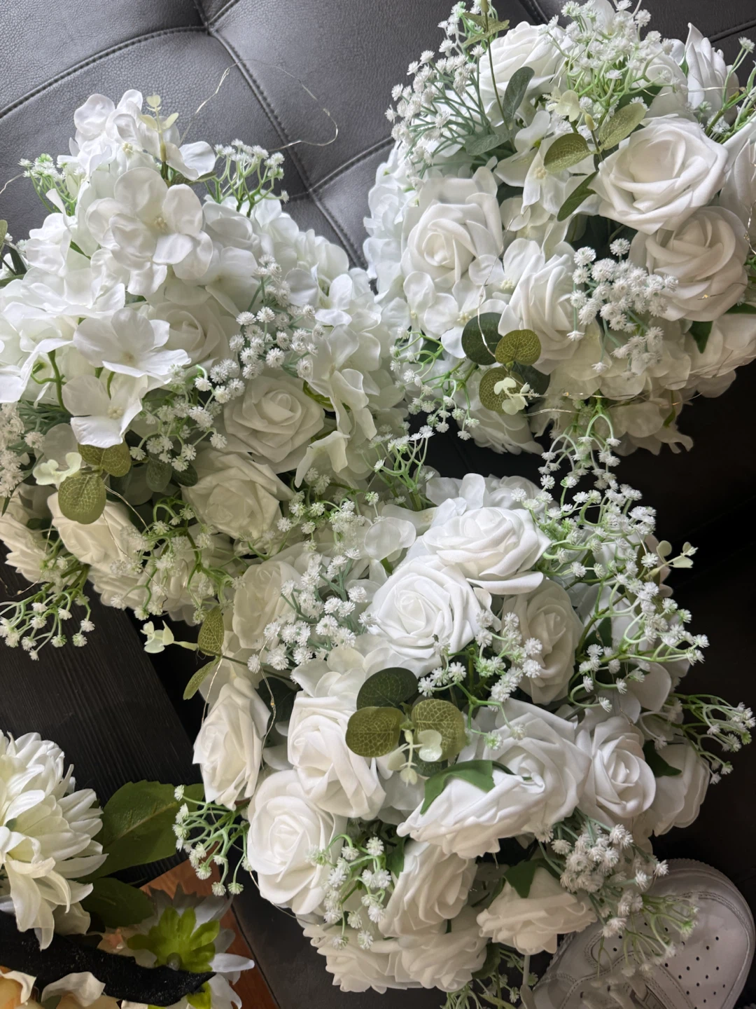 Set of White Artificial Rose Flower Bouquets - photo 2