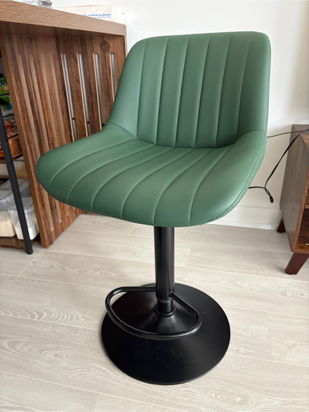 Set of 3 Green Bar Stools - Adjustable, Like New - photo 5