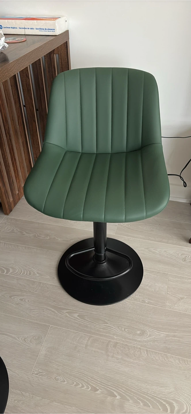 Set of 3 Green Bar Stools - Adjustable, Like New - photo 2