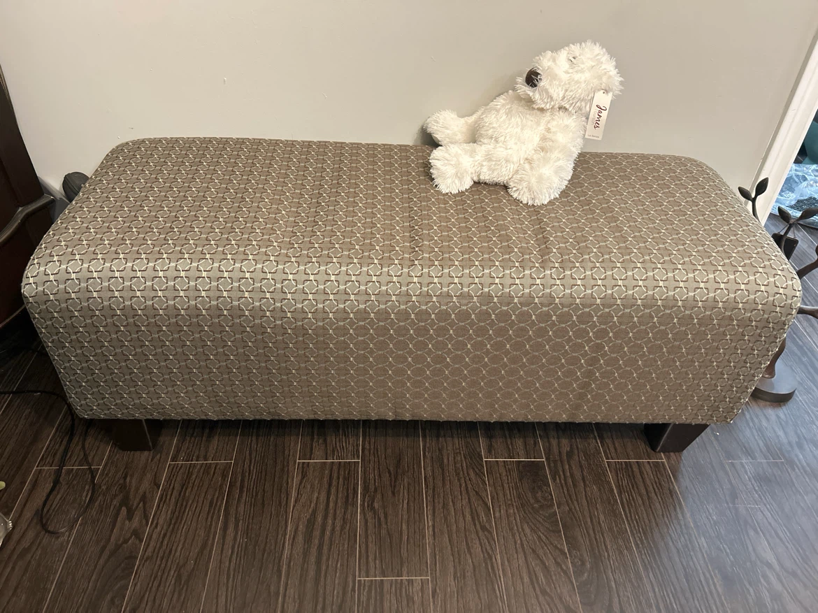 Brown, grey Patterned Upholstered Bench