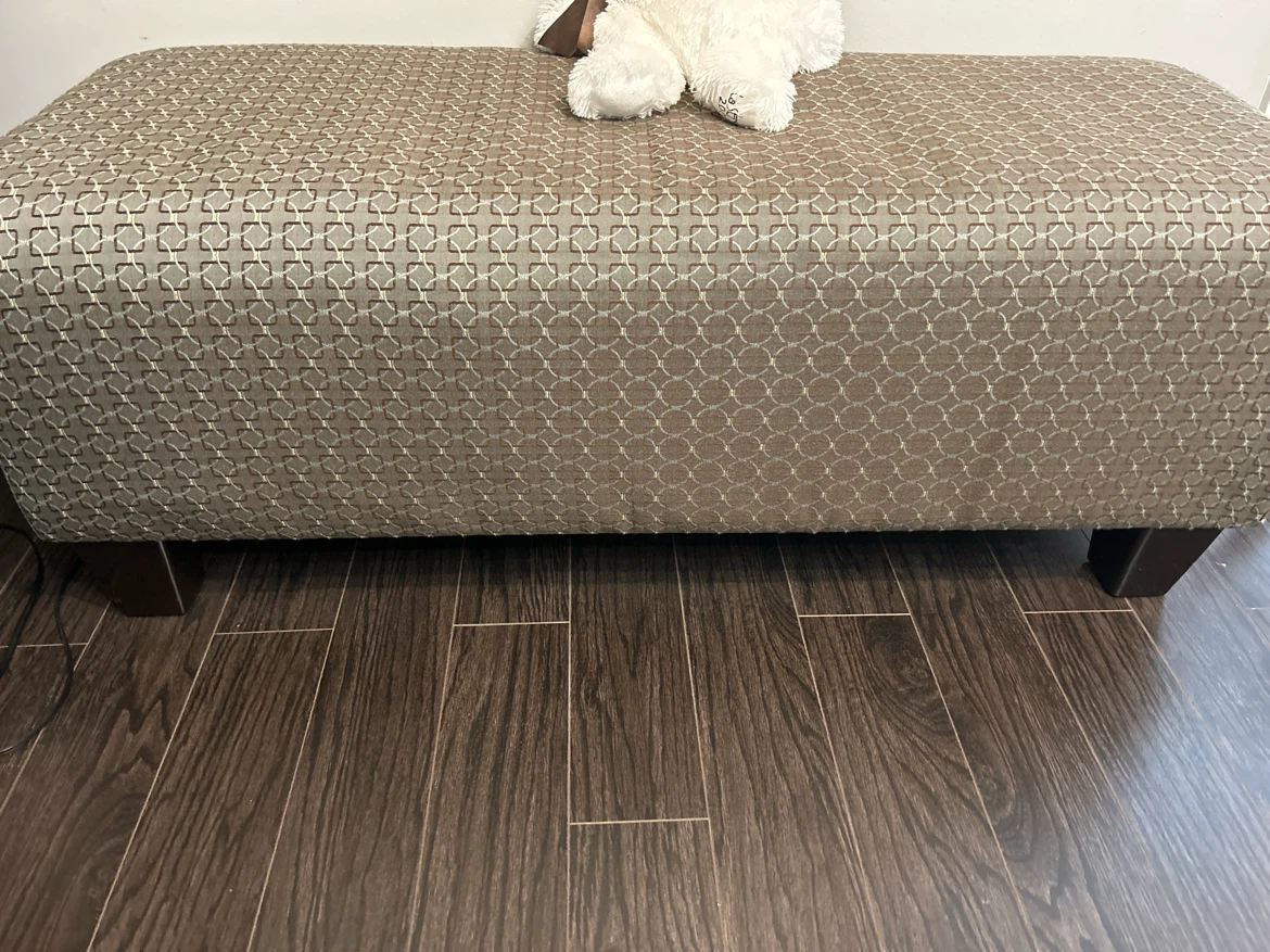 Brown, grey Patterned Upholstered Bench - photo 4