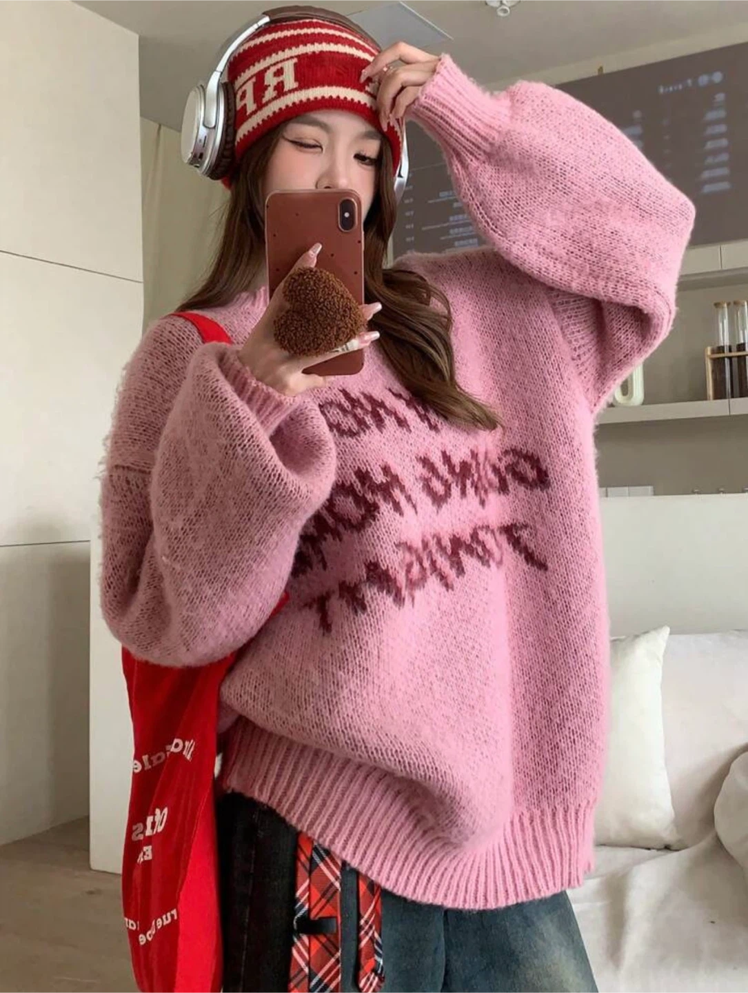 Pink Graphic Knit Sweater