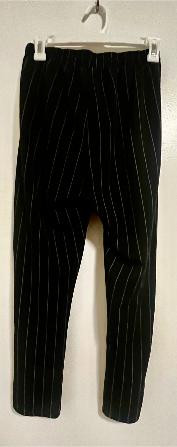 Black Pinstripe Tie-Waist Trousers - photo 2