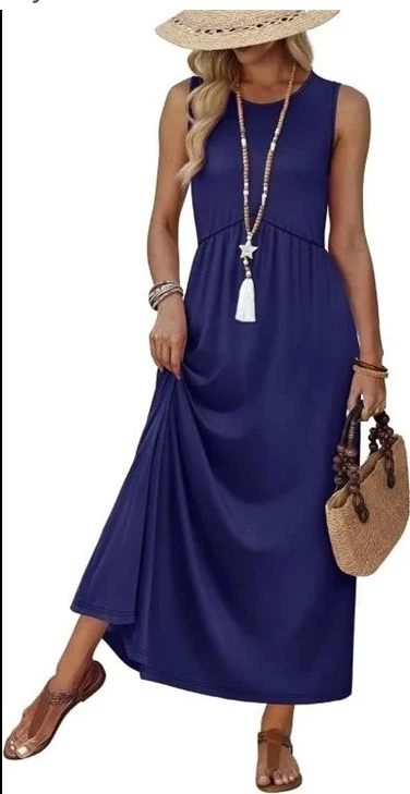 Navy blue sleeveless maxi dress Size Medium