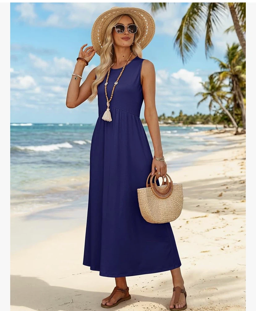 Navy blue sleeveless maxi dress Size Medium - photo 3