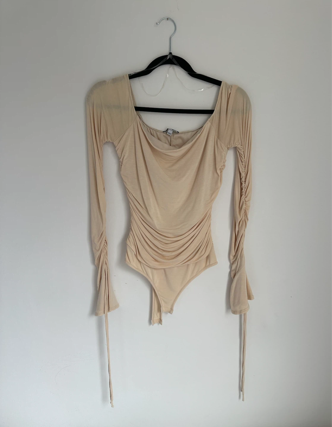 Beige Ruched Bodysuit
