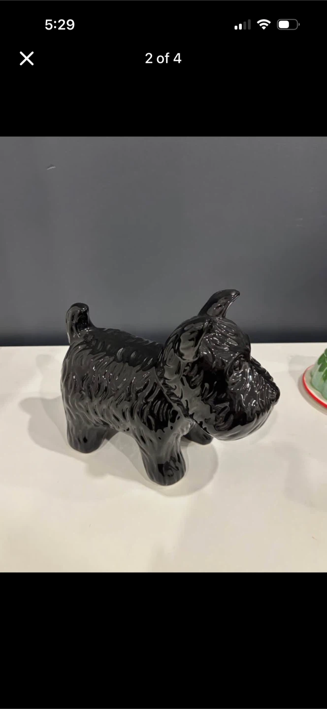 Black Ceramic Scottish Terrier Coin Bank - photo 2