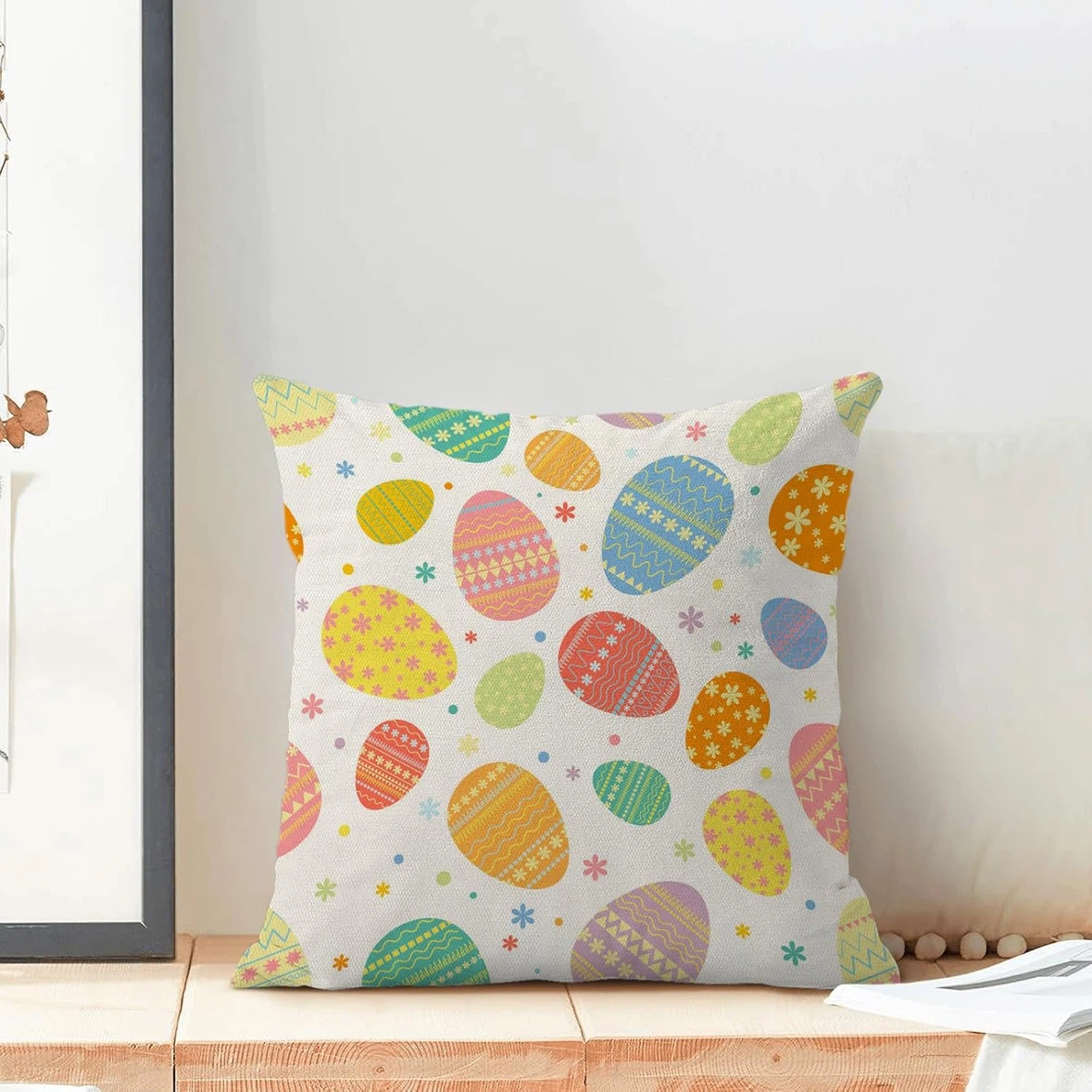 Easter egg patterned decorative cushion cover