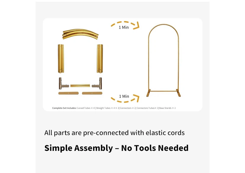 Gold Arch Backdrop Stand w/elastic cord connections - photo 4